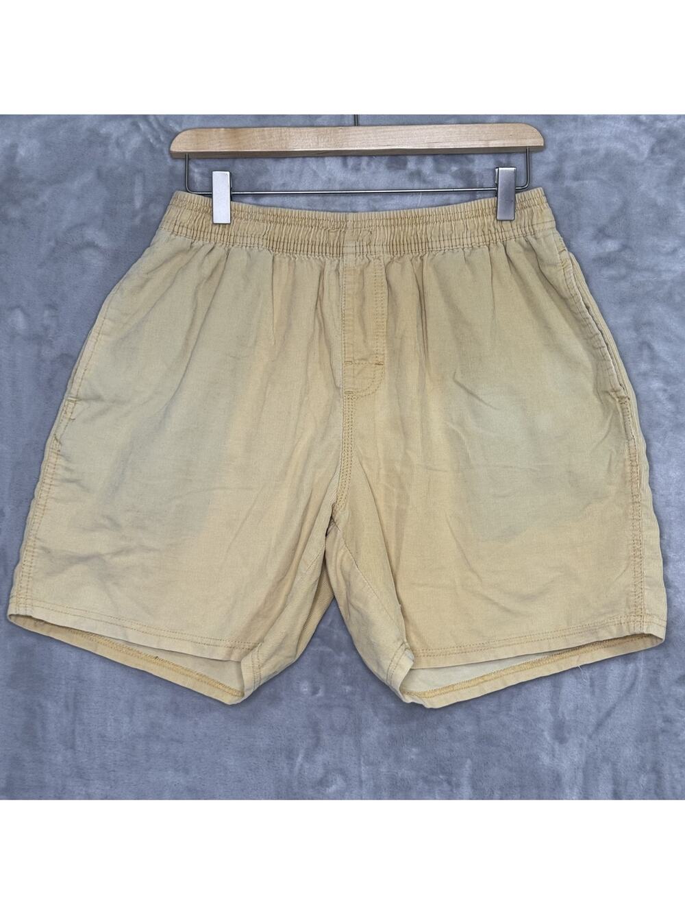Jacks Surfboards Shorts Mens Large Tan Yellow Beachwear Corduroy Swim Trunks